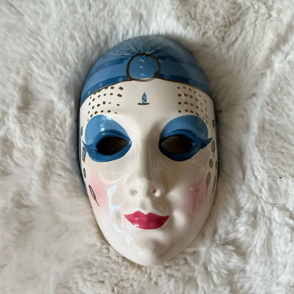 Ceramic Vintage 1980s Flapper Girl Masks Wall Decor/Japanese Kabuki theater mask